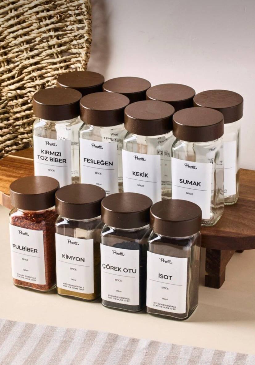 جا ادویه 12 تایی مدل مکعبی با درب چوبی {تحویل ۱۰ روز کاری}
